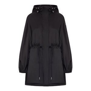 Moncler Women Midi Weteau Jacket With Hood And Ruffles